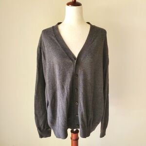 Xl Gray Cardigan Knit Lightweight Basic